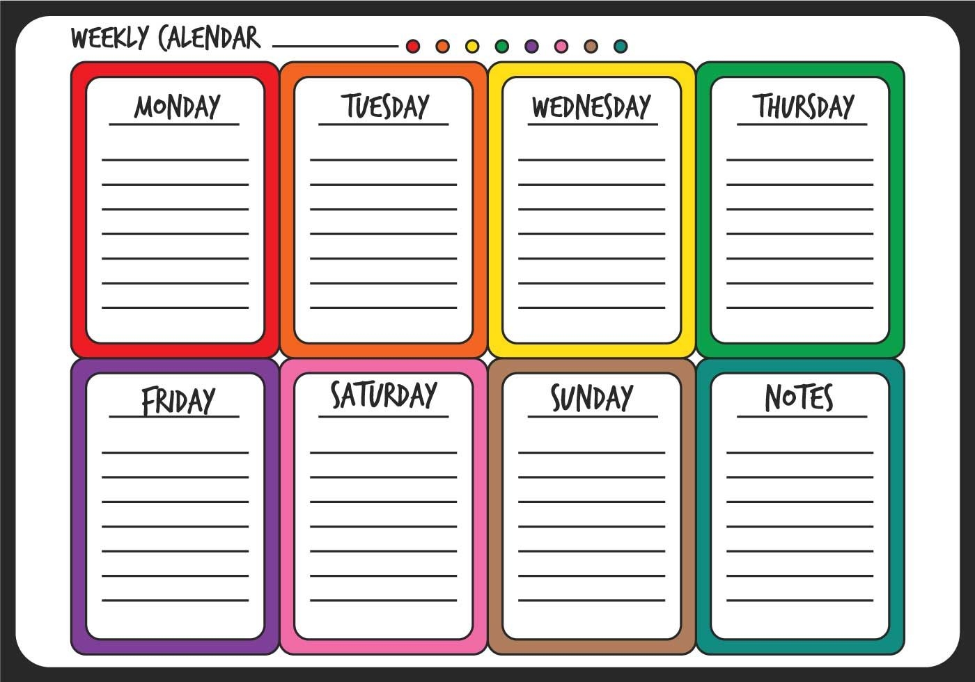 Printable Weekly Calendar Vector Download Free Vectors