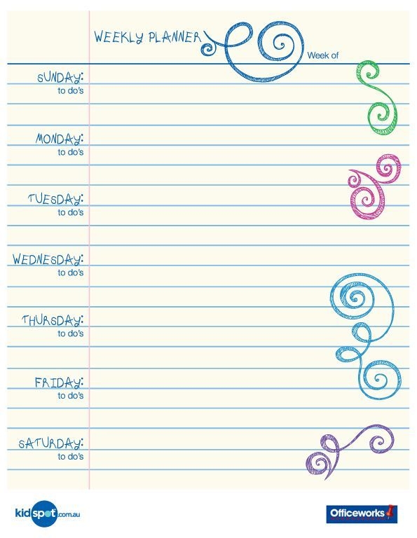 Printable Weekly Planner Calendars | Printable 15 Minute