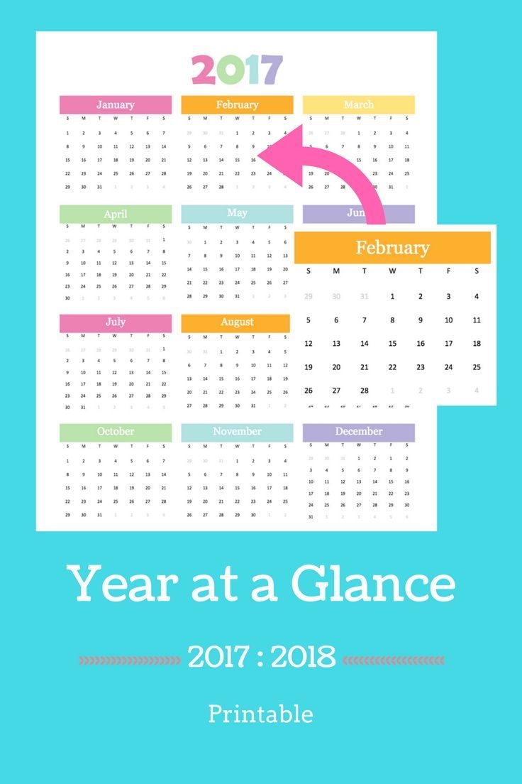 Printable Year At A Glance Calendar | At A Glance Calendar