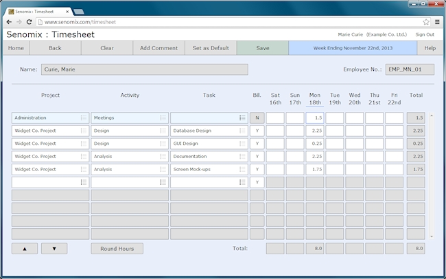 Senomix Timesheets V5 1 Time Expense Entry Section 3 2 6