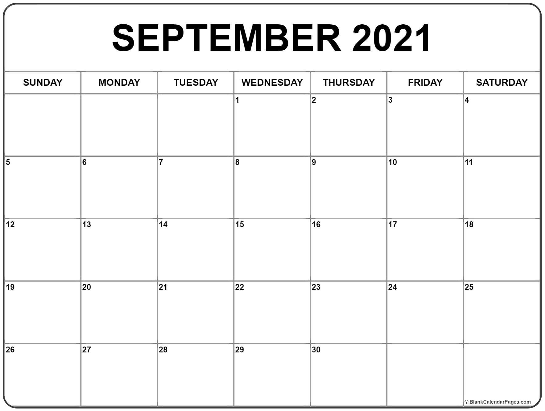 September 2021 Calendar | Free Printable Monthly Calendars