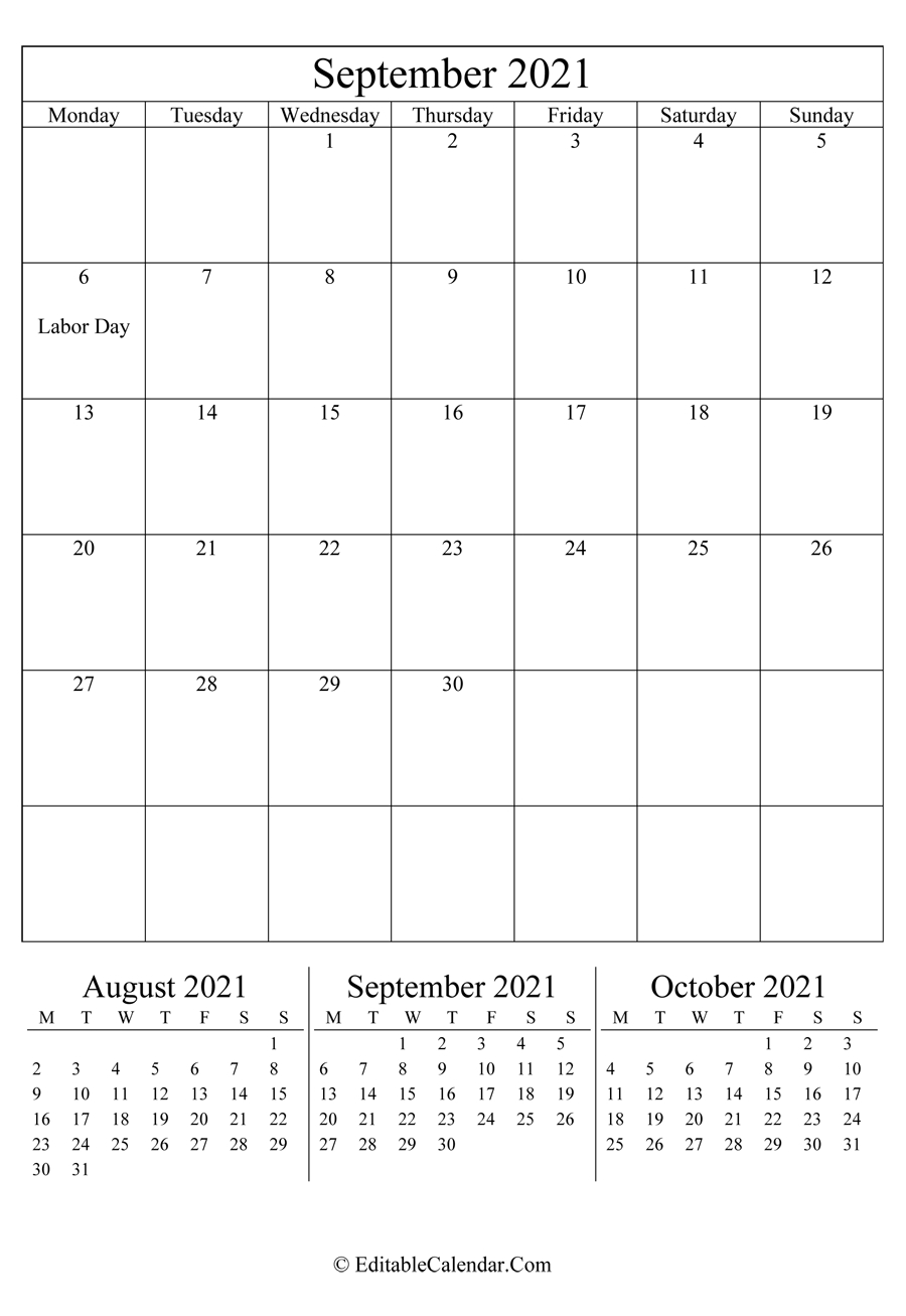 September 2021 Calendar Templates