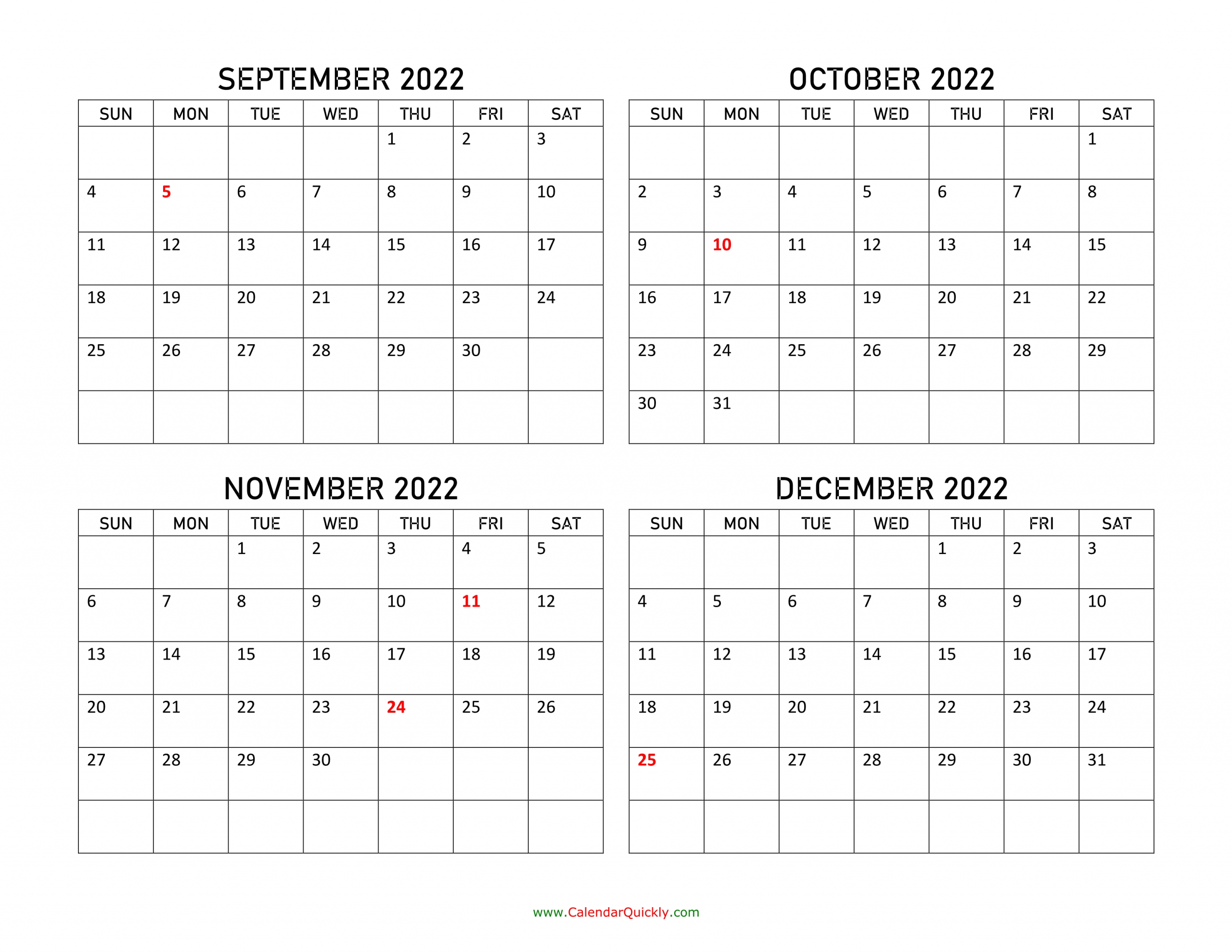 september to december 2022 calendar | calendar quickly