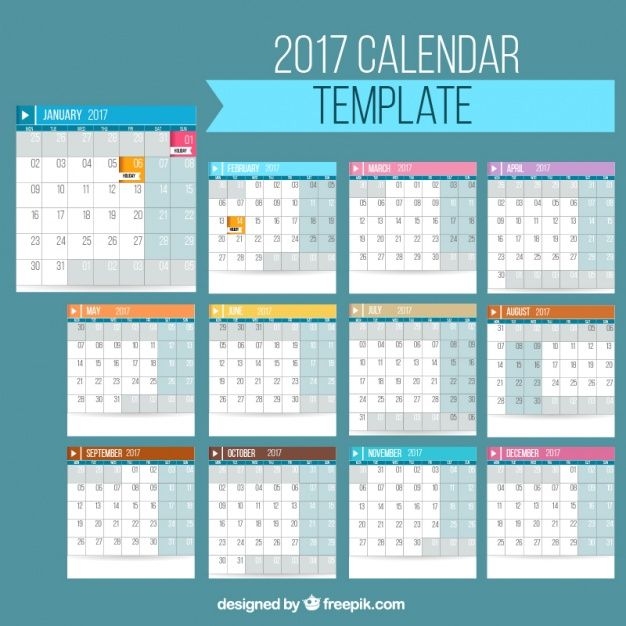 simple calendar 2017 template vector | free download