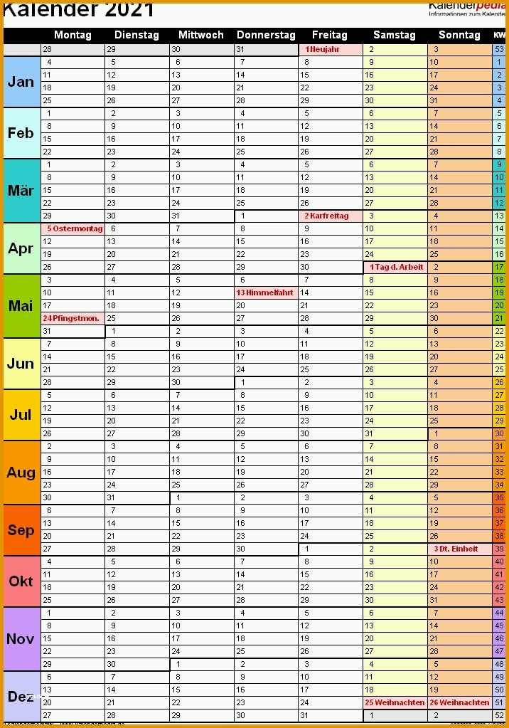 Spektakulär Kalender 2021 Zum Ausdrucken In Excel 16