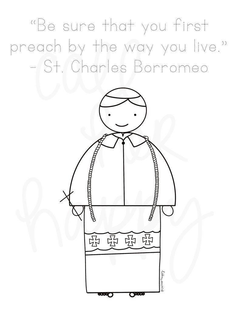 st charles borromeo coloring page sheet liturgical year