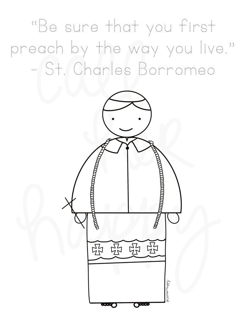 St Charles Borromeo Coloring Page Sheet Liturgical Year