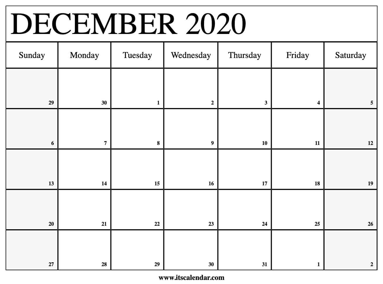 Sundat To Saturday Printable Monthly Blank Calendar
