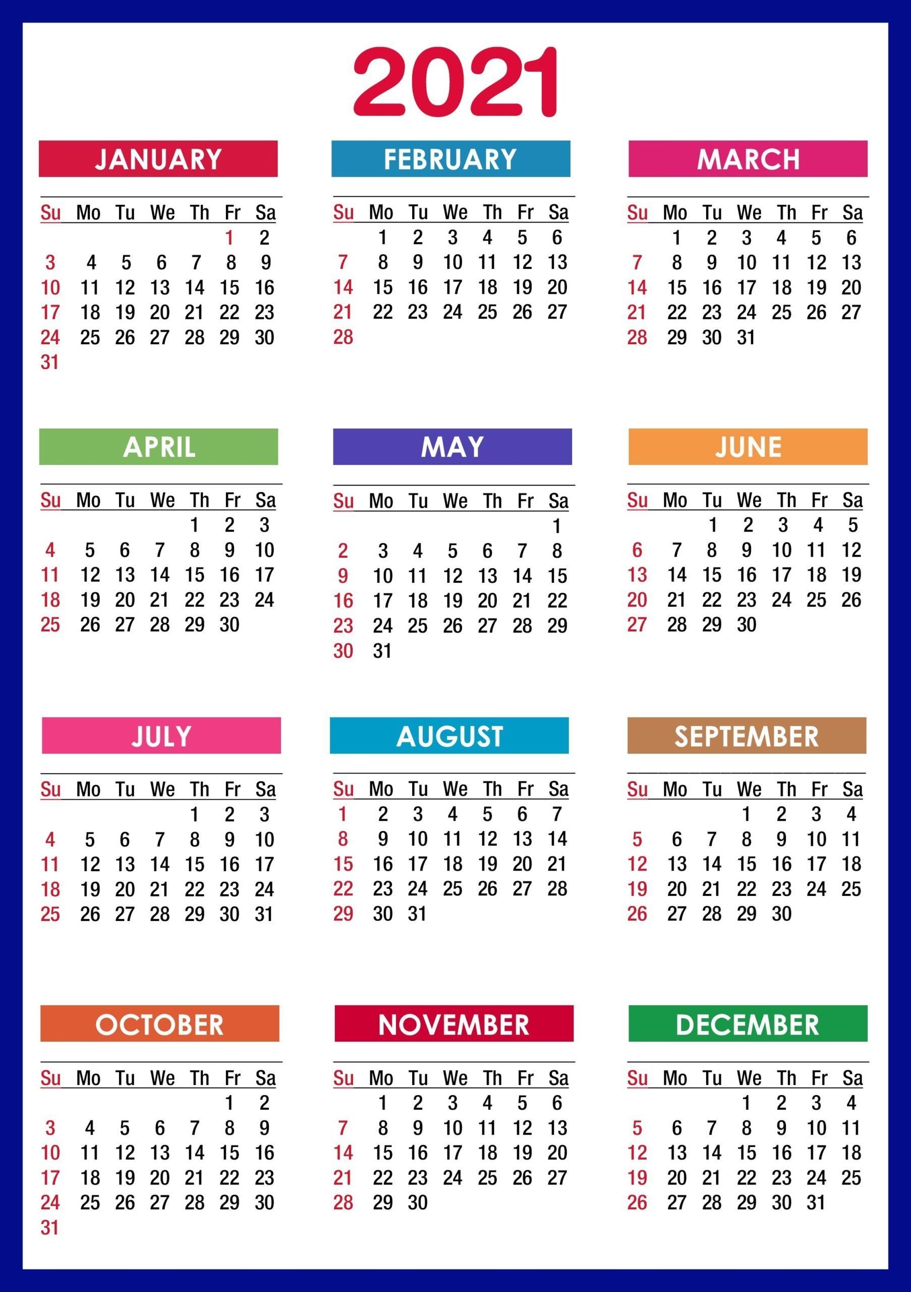 Sunday To Saturday Calendar 2021 Printable | Calendar