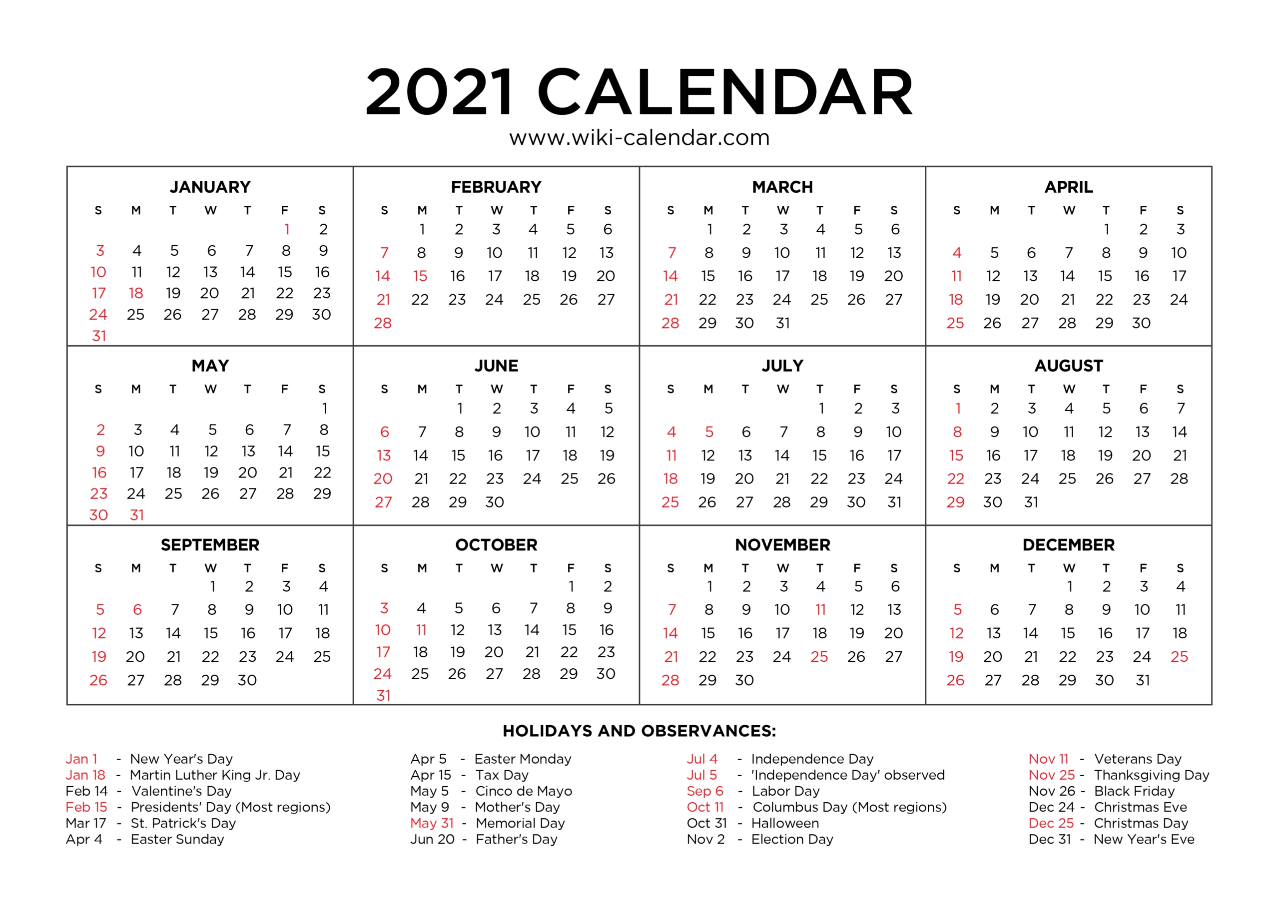 Sunday To Saturday Calendar 2021 Printable | Calendar