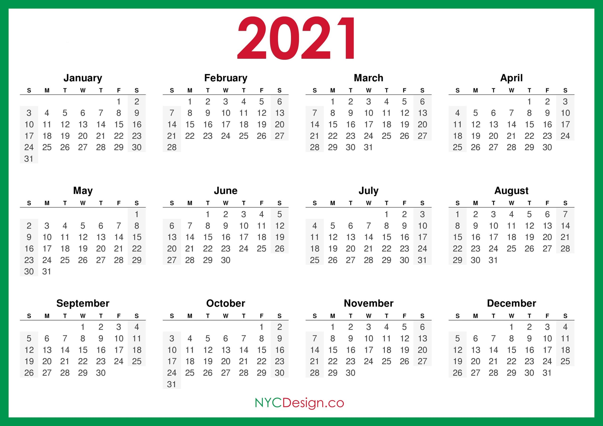 Sunday To Saturday Monthly Calendar 2021 | Calendar