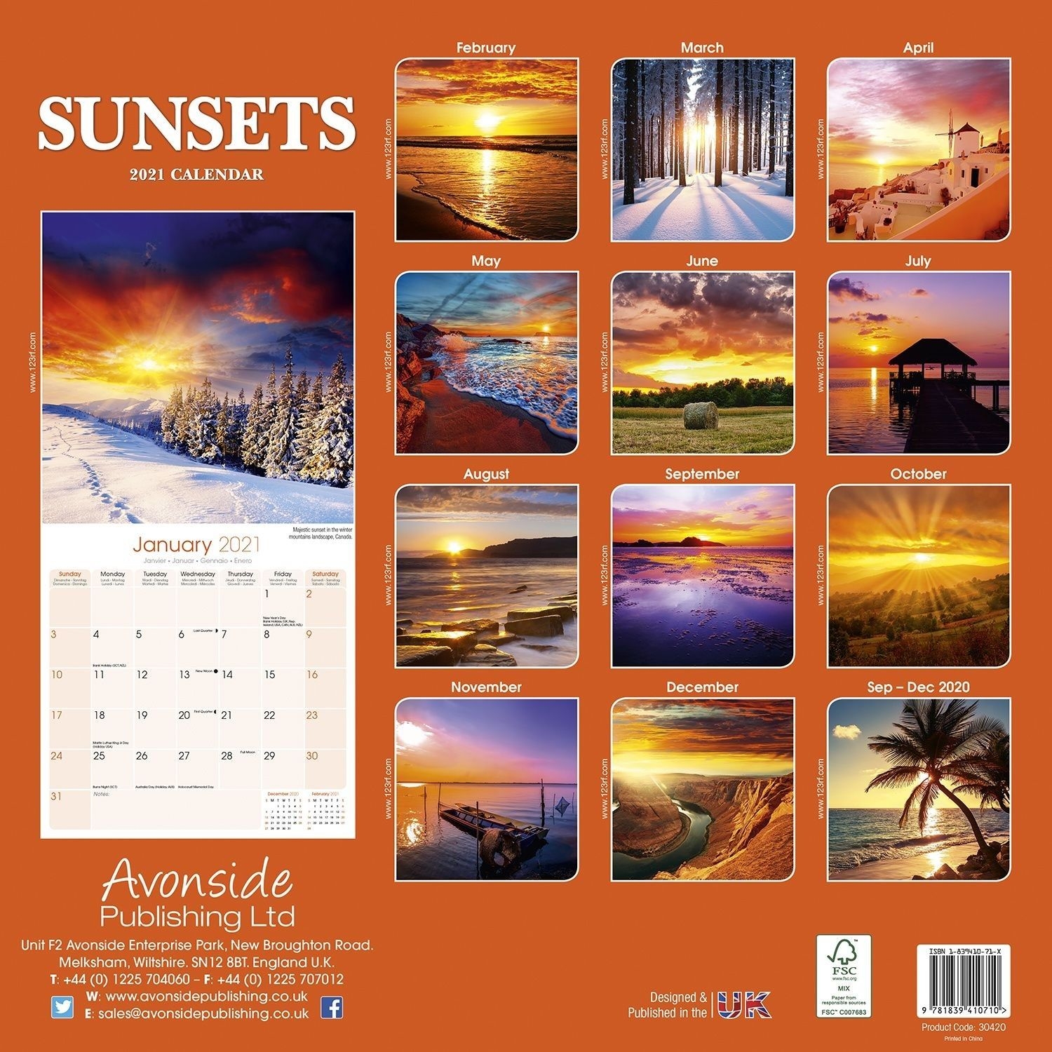 sunsets calendar, scenery calendars | pet prints inc