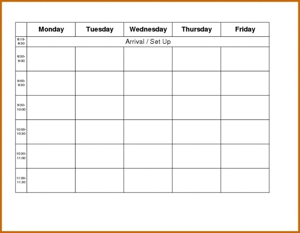 template for monday to friday | calendar template printable