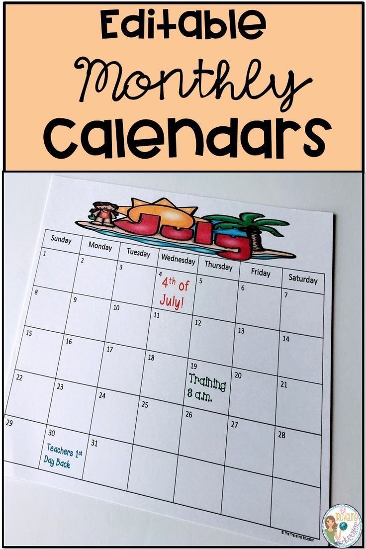 these monthly calendars make it easier for teachers to