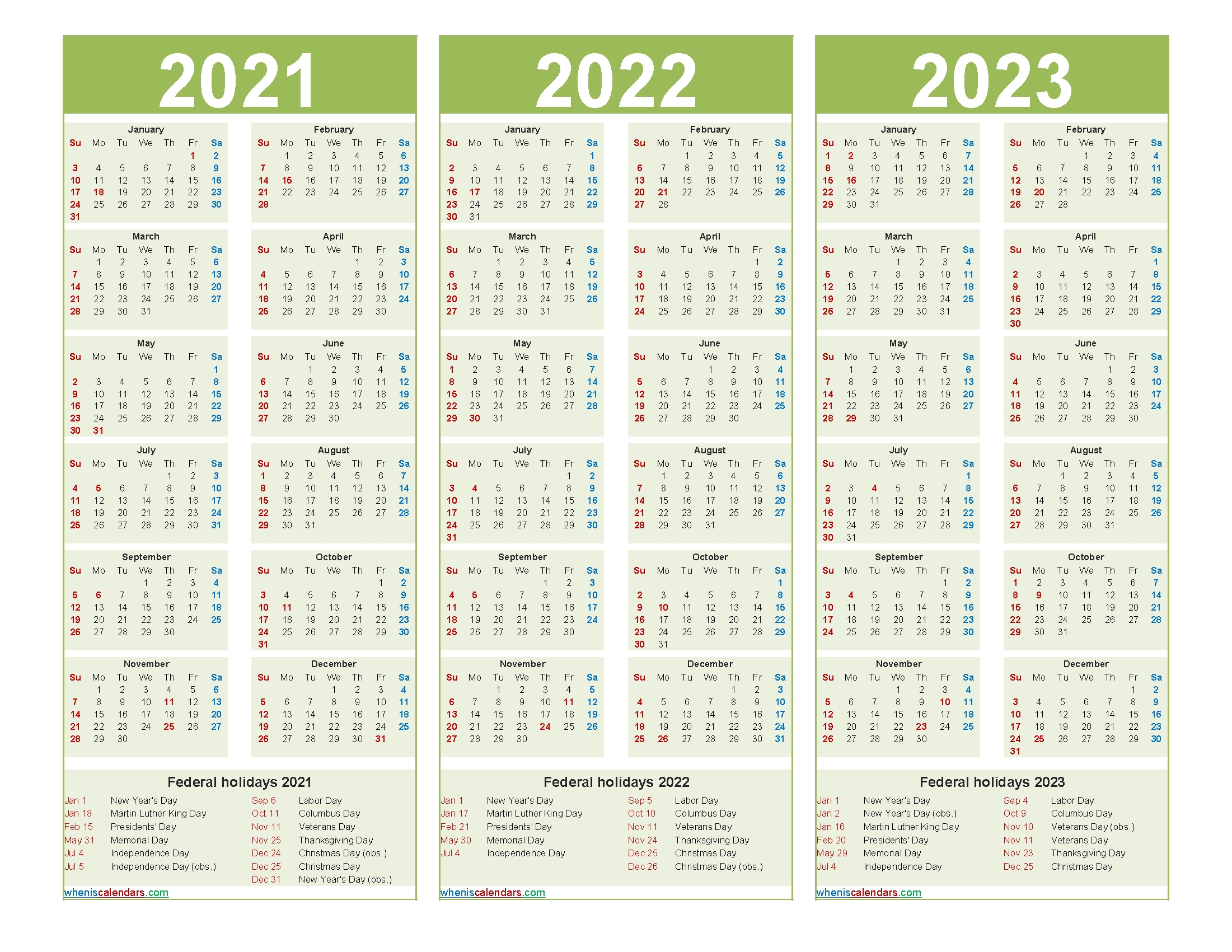 three year printable calendar 2020 to 2023 | calendar