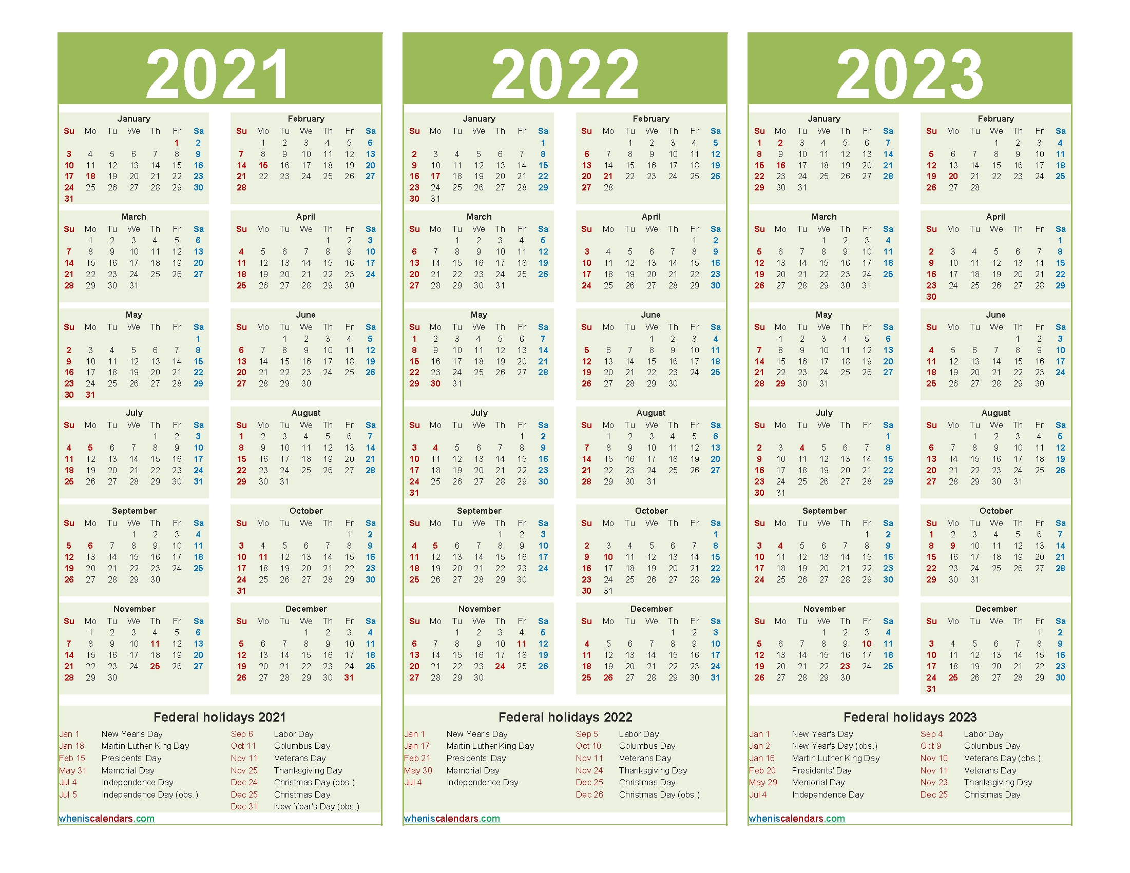 Three Year Printable Calendar 2020 To 2023 | Calendar
