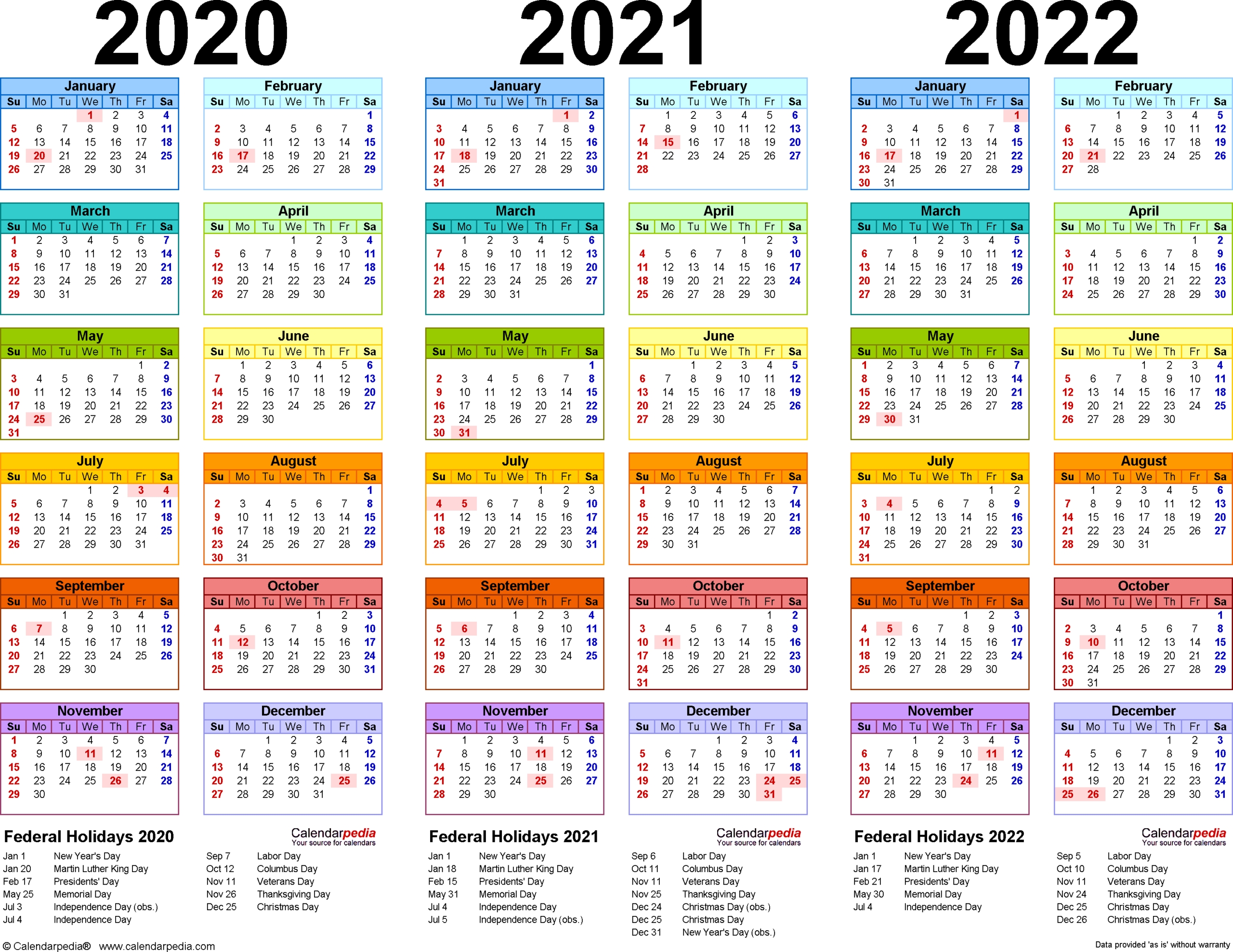 Three Year Printable Calendar 2021 To 2023 | Calendar