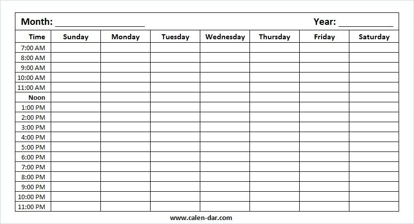 To Do List With Time Slots Print | Printable Calendar