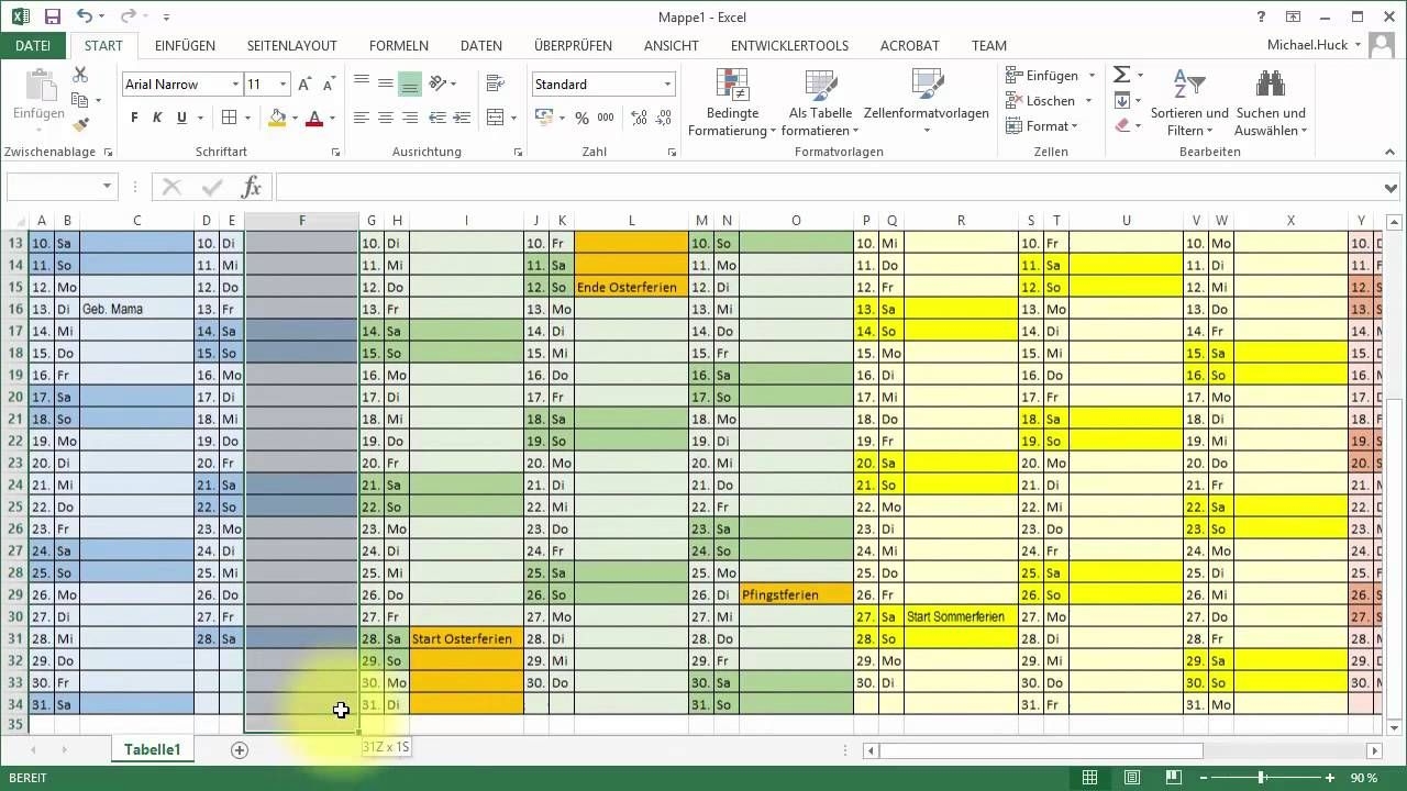 tutorial excel kalender jahresübersicht youtube