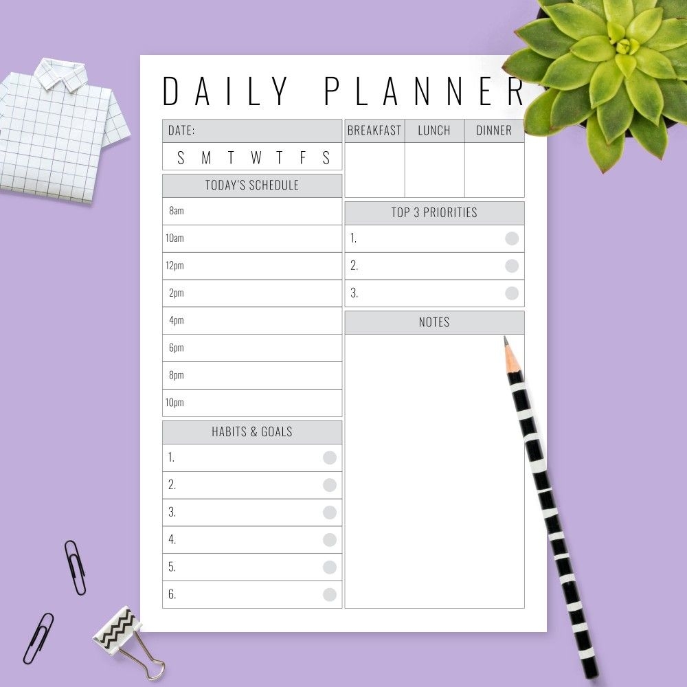 undated daily planner templates download pdf