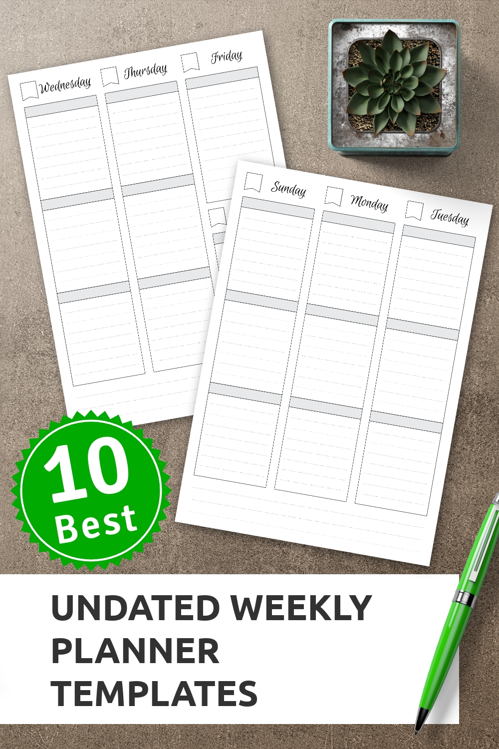 undated weekly schedule | weekly planner template