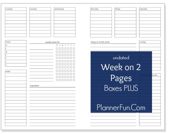 undated wo2p boxes plus [printable] | daily planner