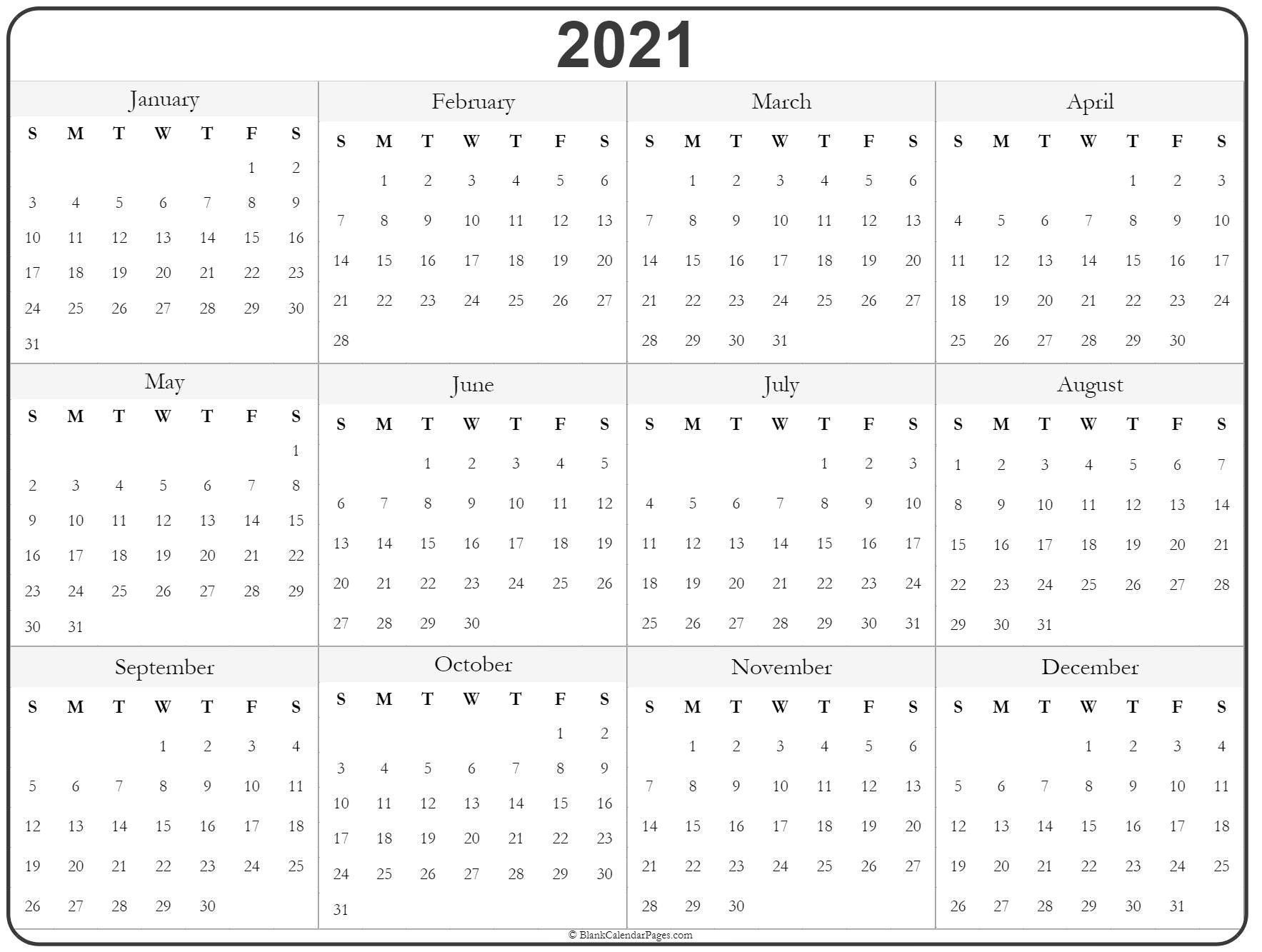 Universal Print Online Calendar 2021 Blank Pleasant For