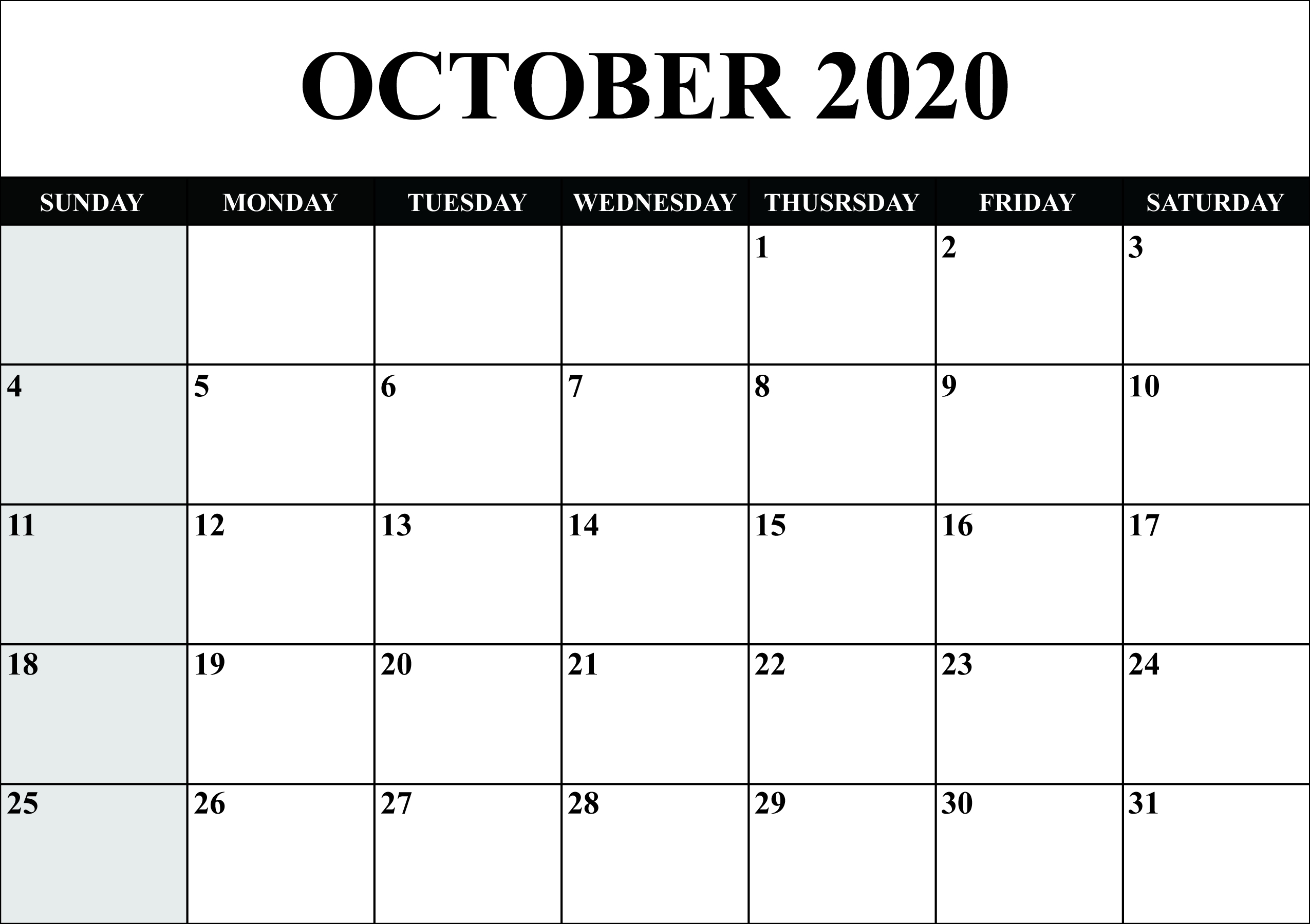 Vertex 2020 Calendars Monday Through Sunday | Calendar