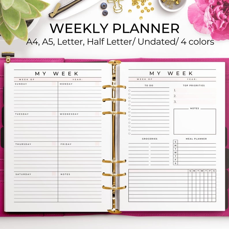 Free Printable At A Glance Weekly Planner Example Calendar Printable