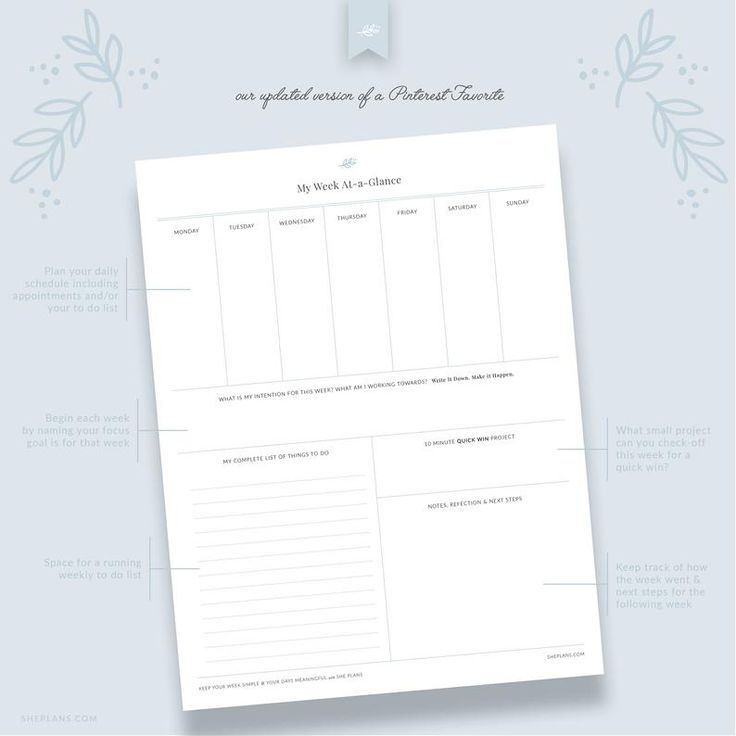 Week At A Glance | Printable Worksheet, Weekly Agenda