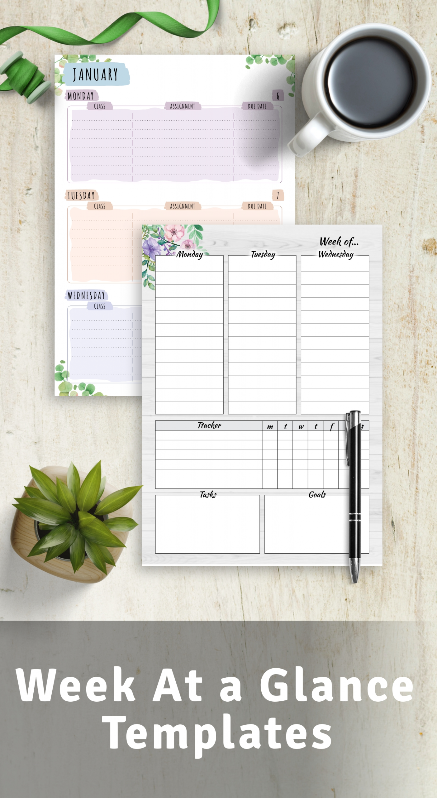 week at a glance templates download pdf