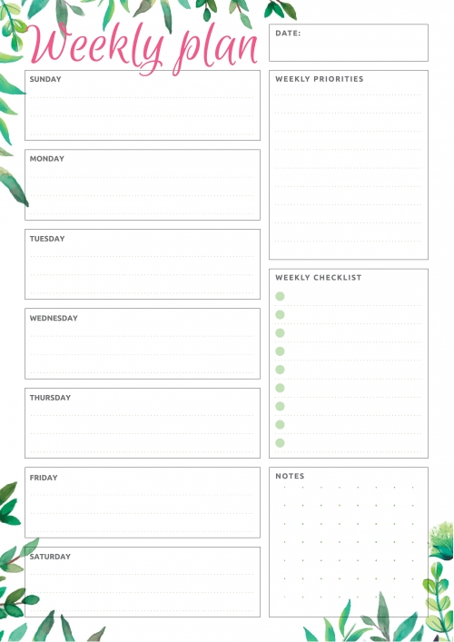 Free Printable At A Glance Weekly Planner - Example Calendar Printable