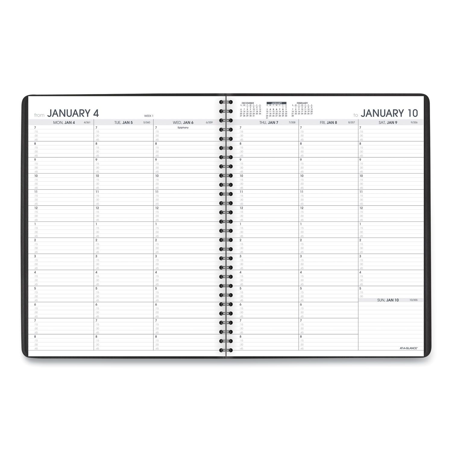 Weekly Appointment Book, 11 X 8 25, Black, 2021 2022