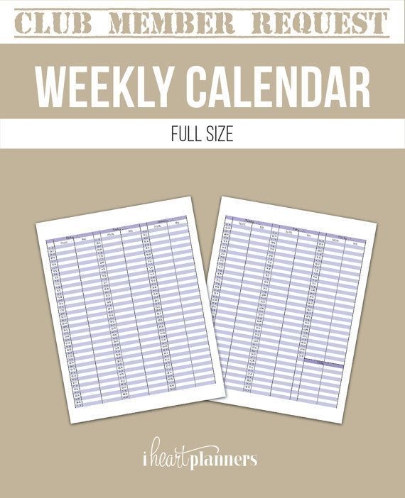Weekly Calendar 15 Minute Increments Planning | Weekly