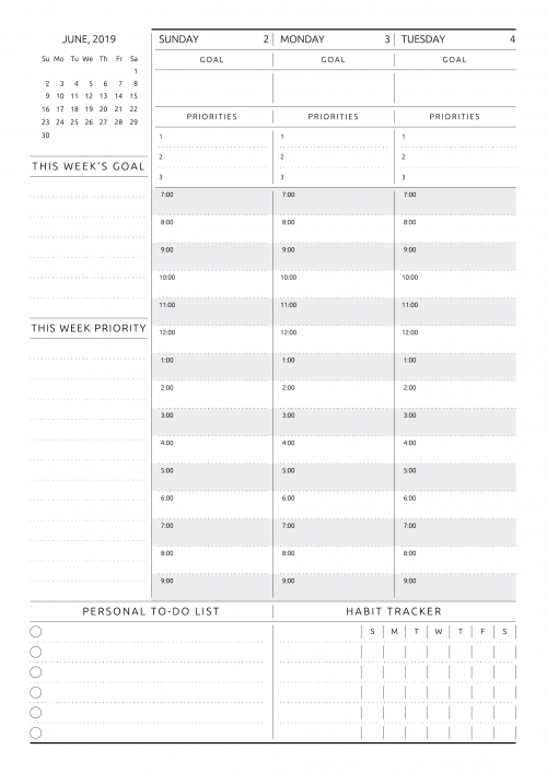 Weekly Calendarhour