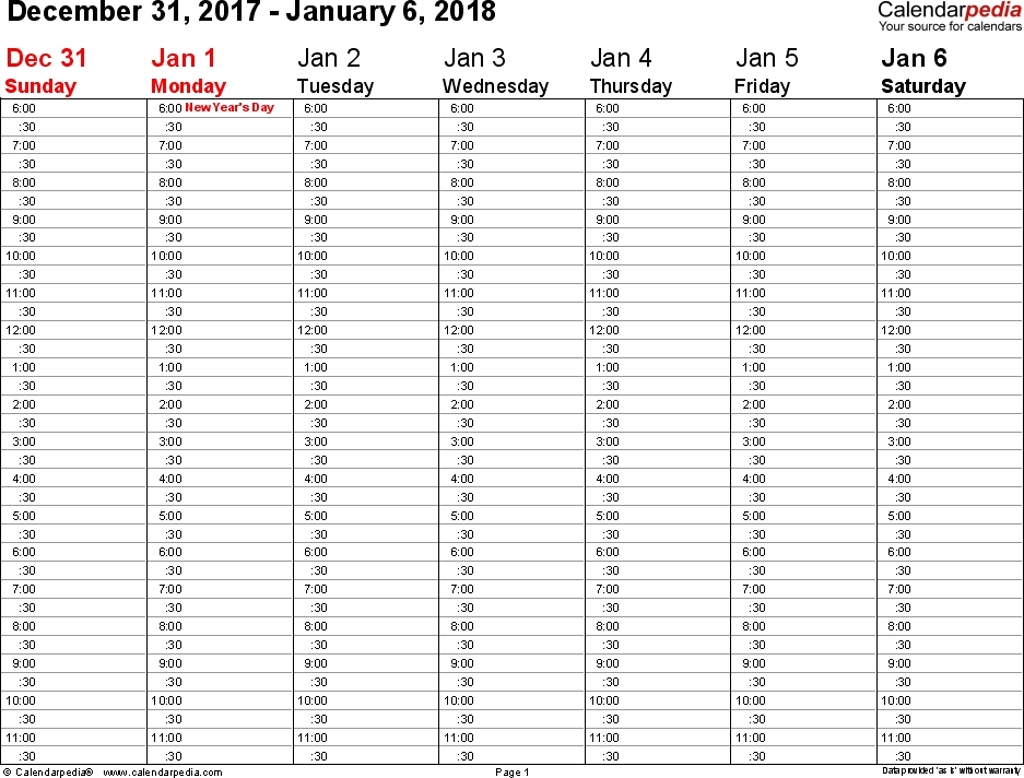 weekly calendars 2018 for pdf 12 free printable templates