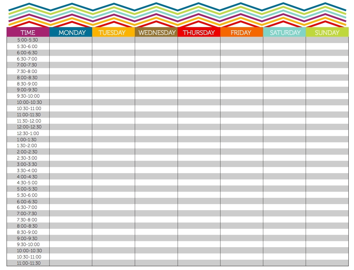 Weekly Planner In 15 Minute Slots Calendar Inspiration