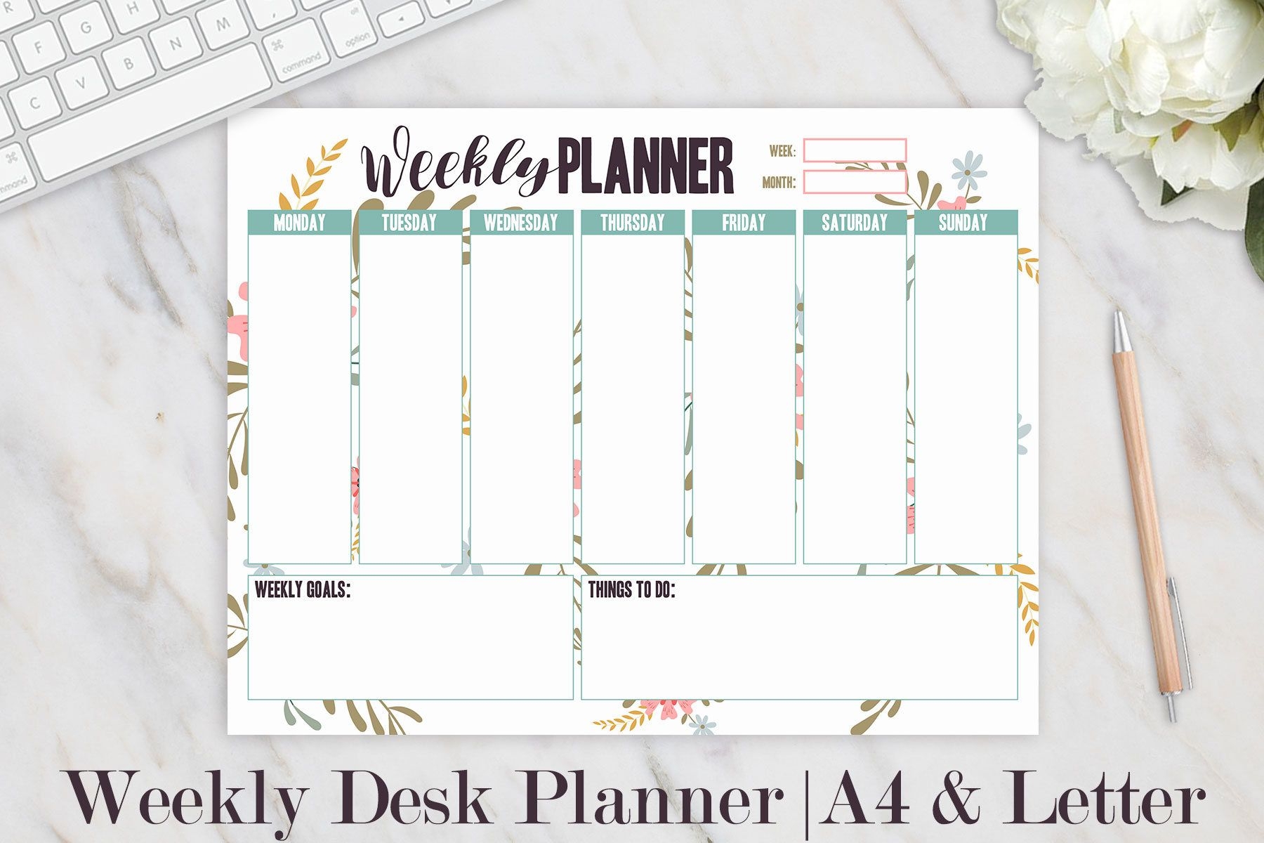 Weekly Planner Printable Weekly Desk Planner Weekly