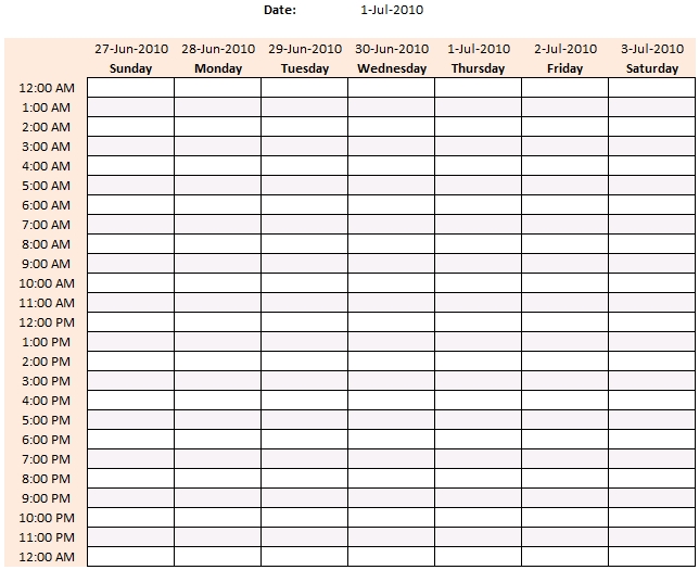 weekly schedule template in excel | get digital help