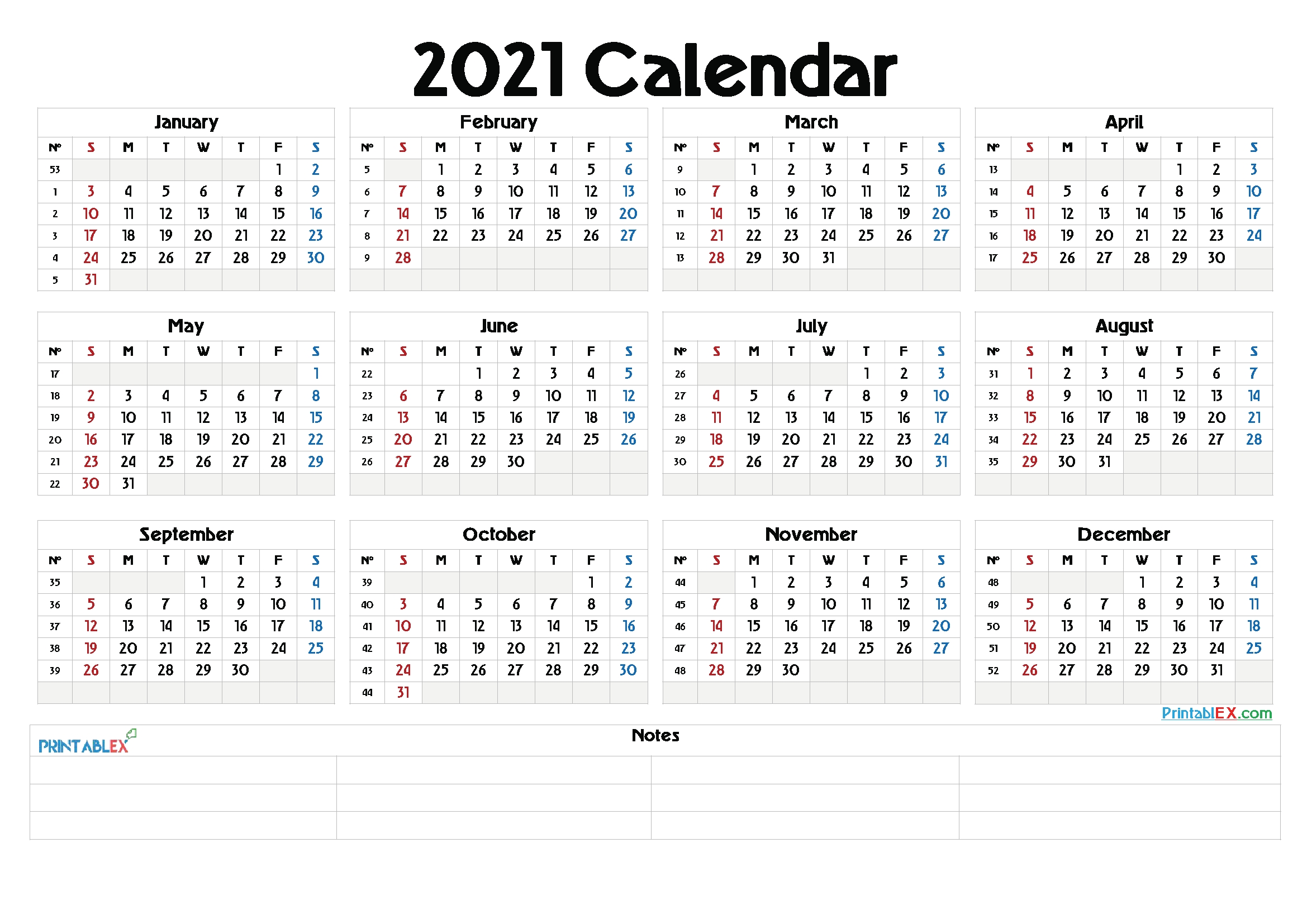 whole year calendar 2021 | printable calendars 2021