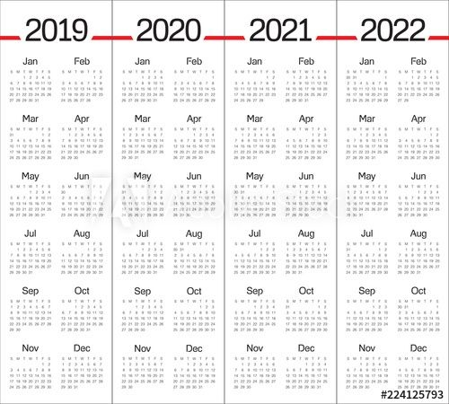 &quot;year 2019 2020 2021 2022 calendar vector design template