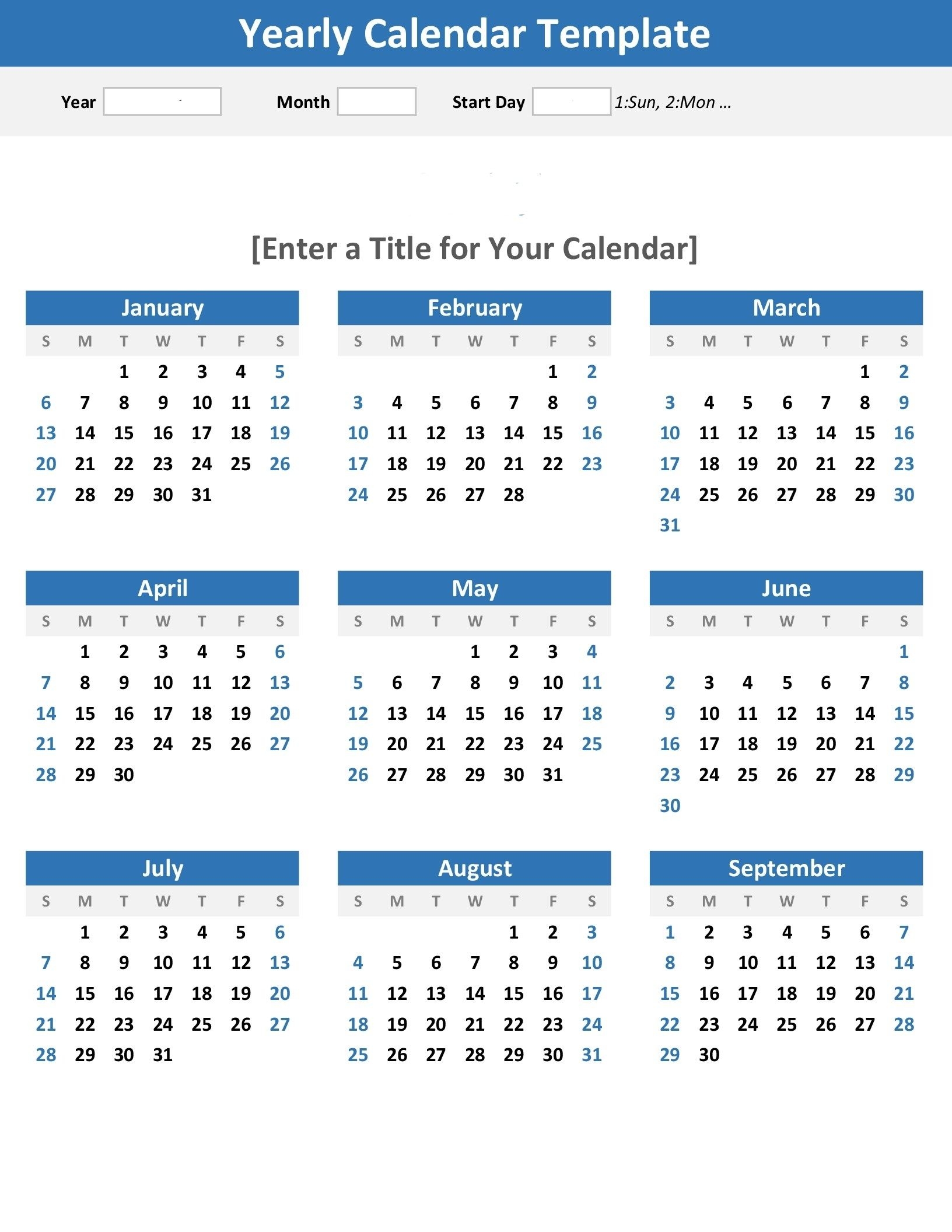 Year At A Glance Template Calendar Inspiration Design