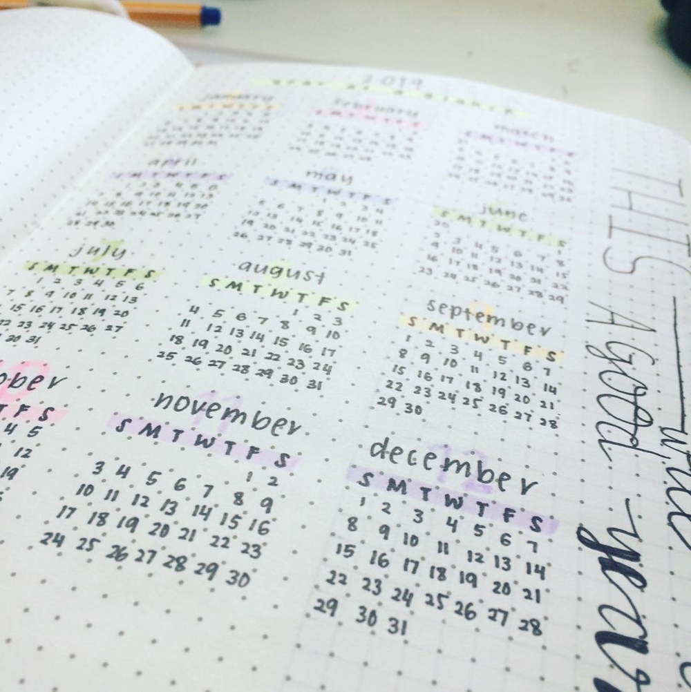 Year Calendar Bullet Journal | Ten Free Printable Calendar