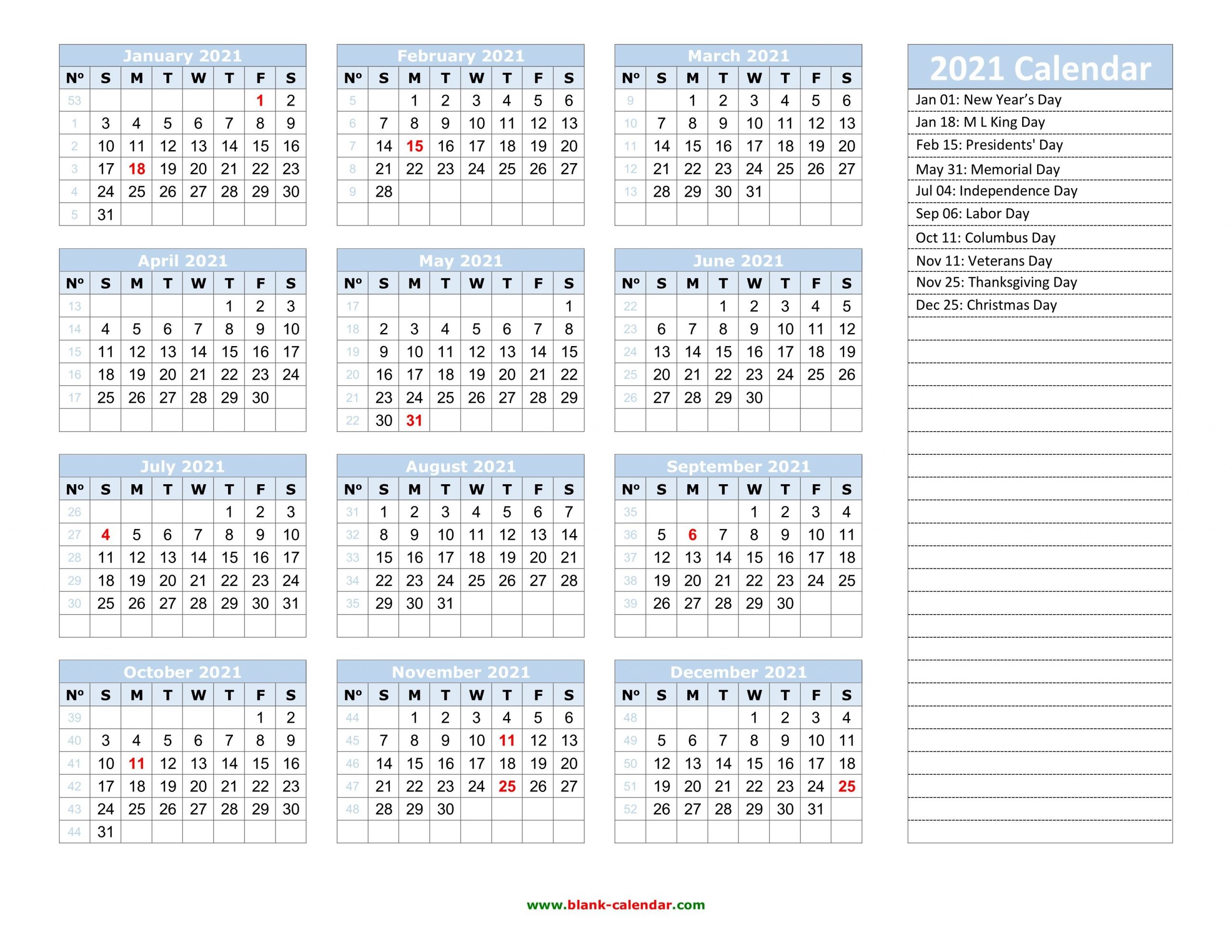 yearly calendar 2021 | free download and print