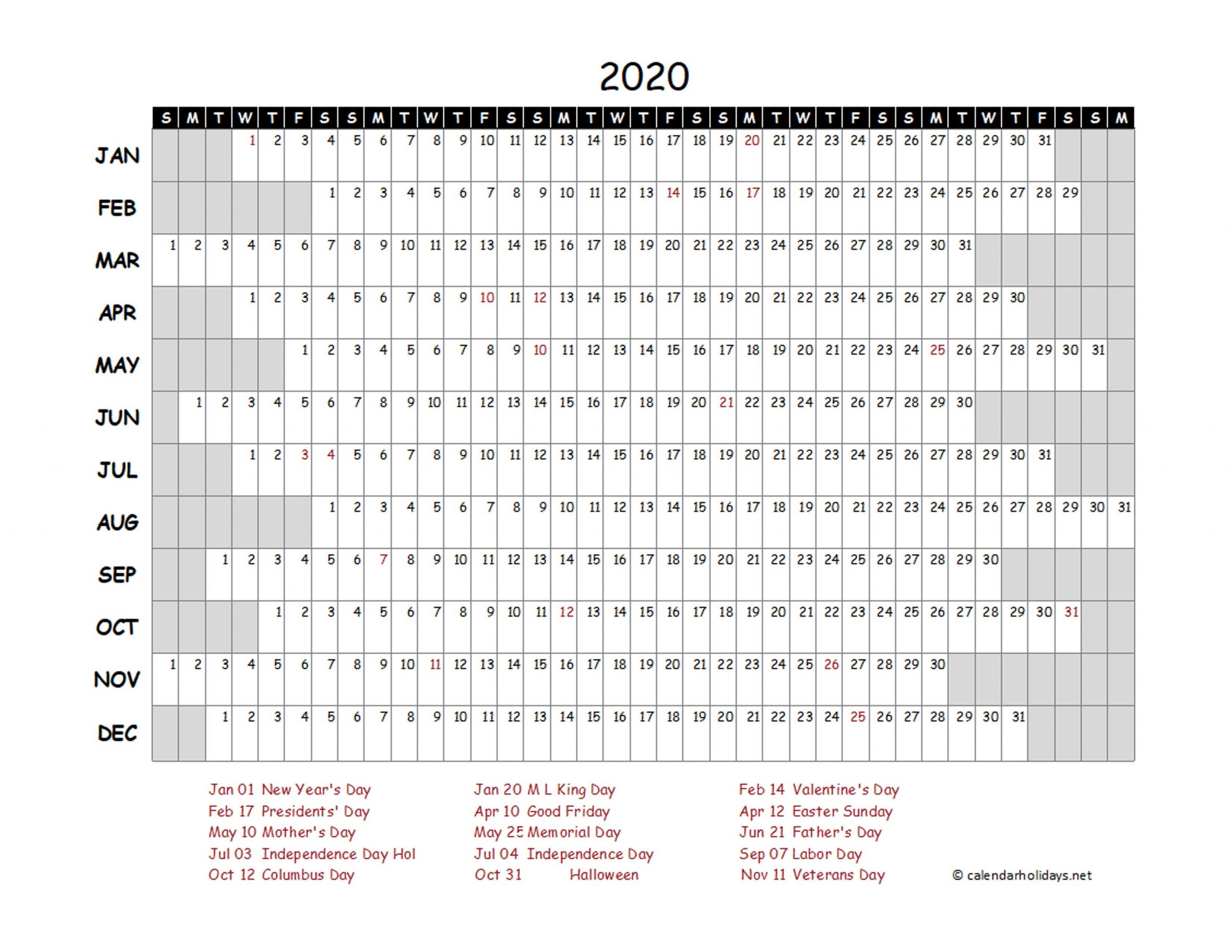 yearly calendar templates