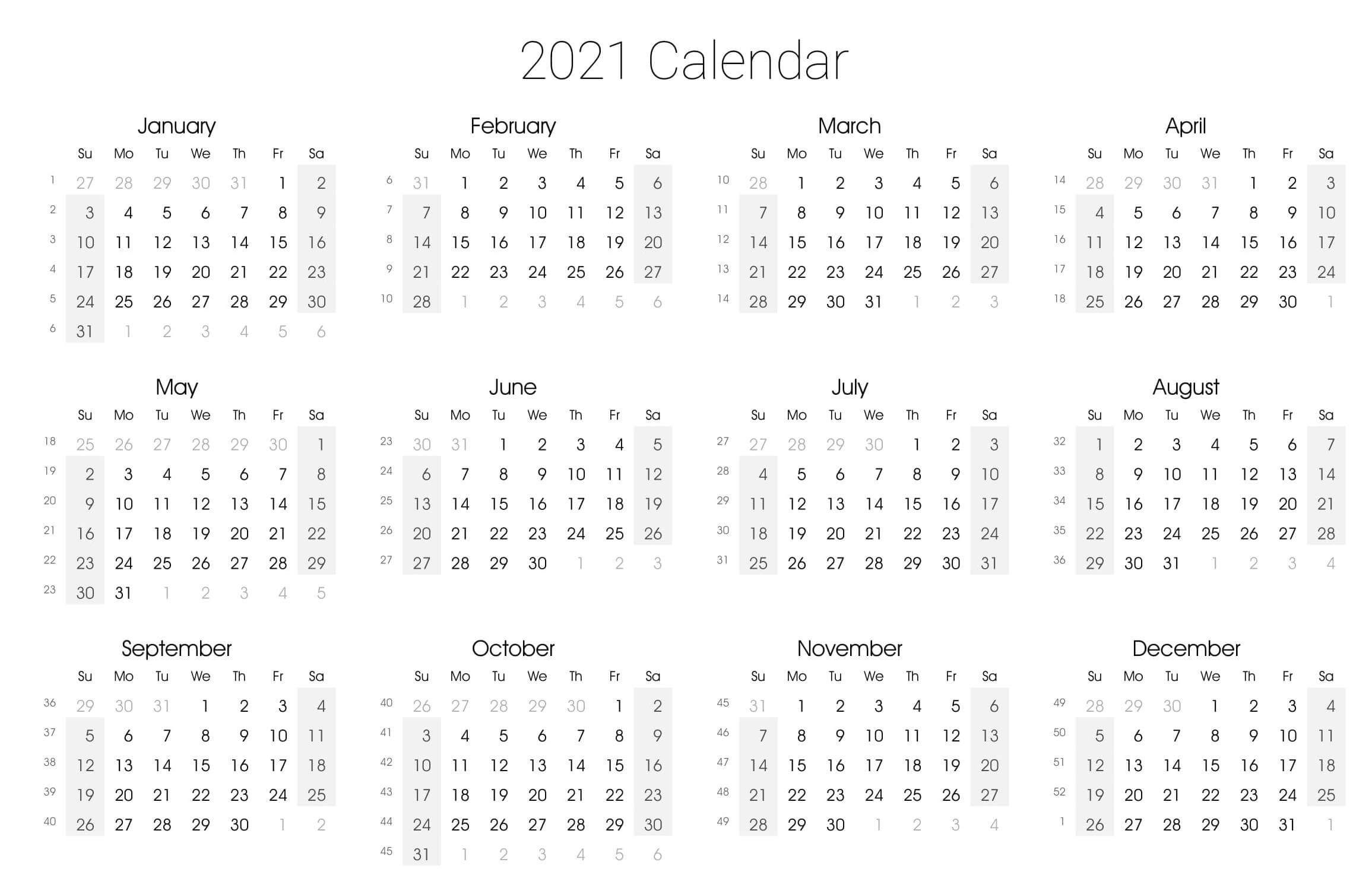 yearly calendar with notes 2021 editable template set