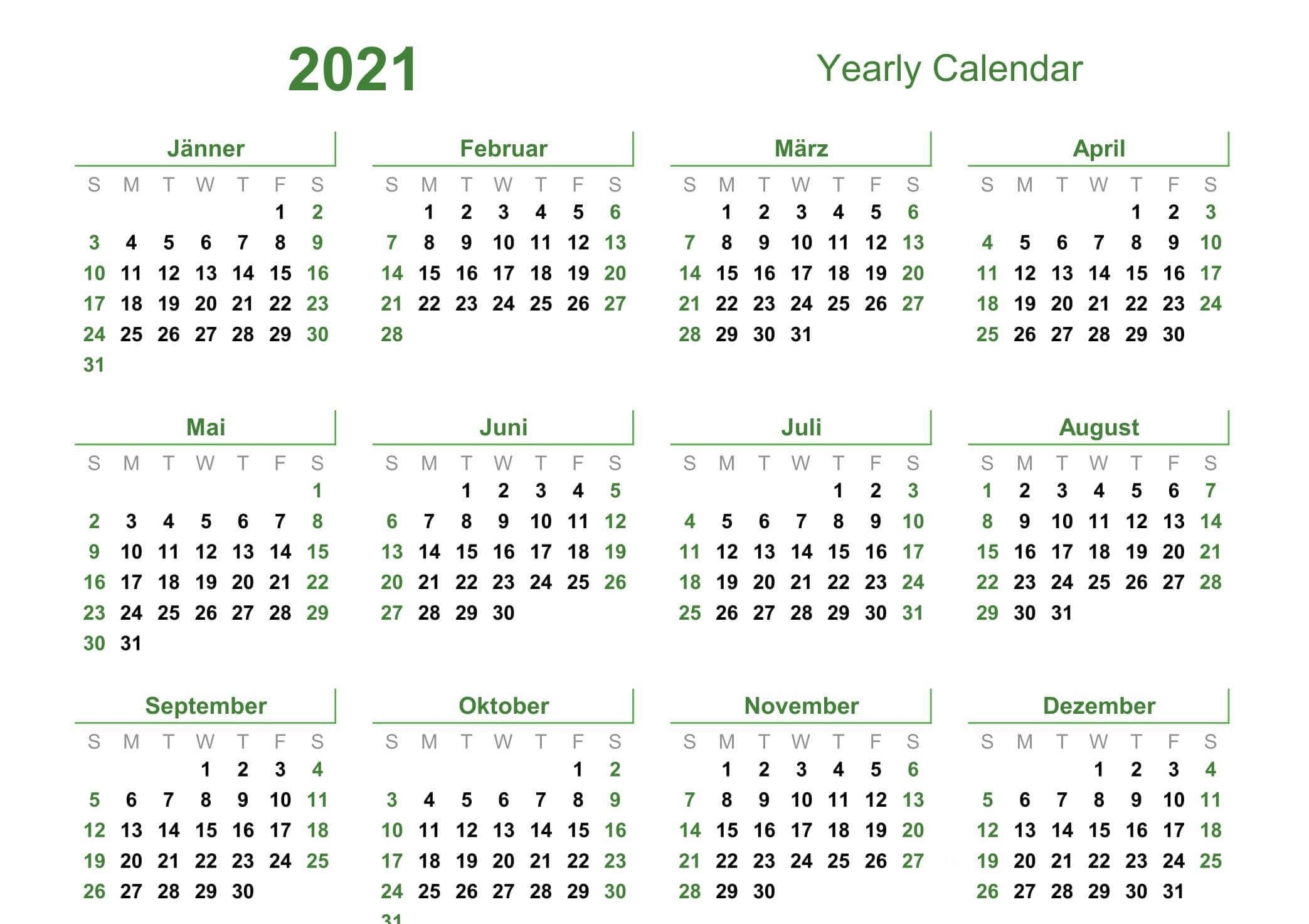 yearly calendar with notes 2021 editable template set
