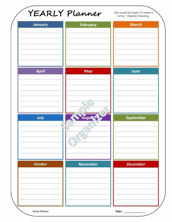 yearly planner monthly calendar year at a glance
