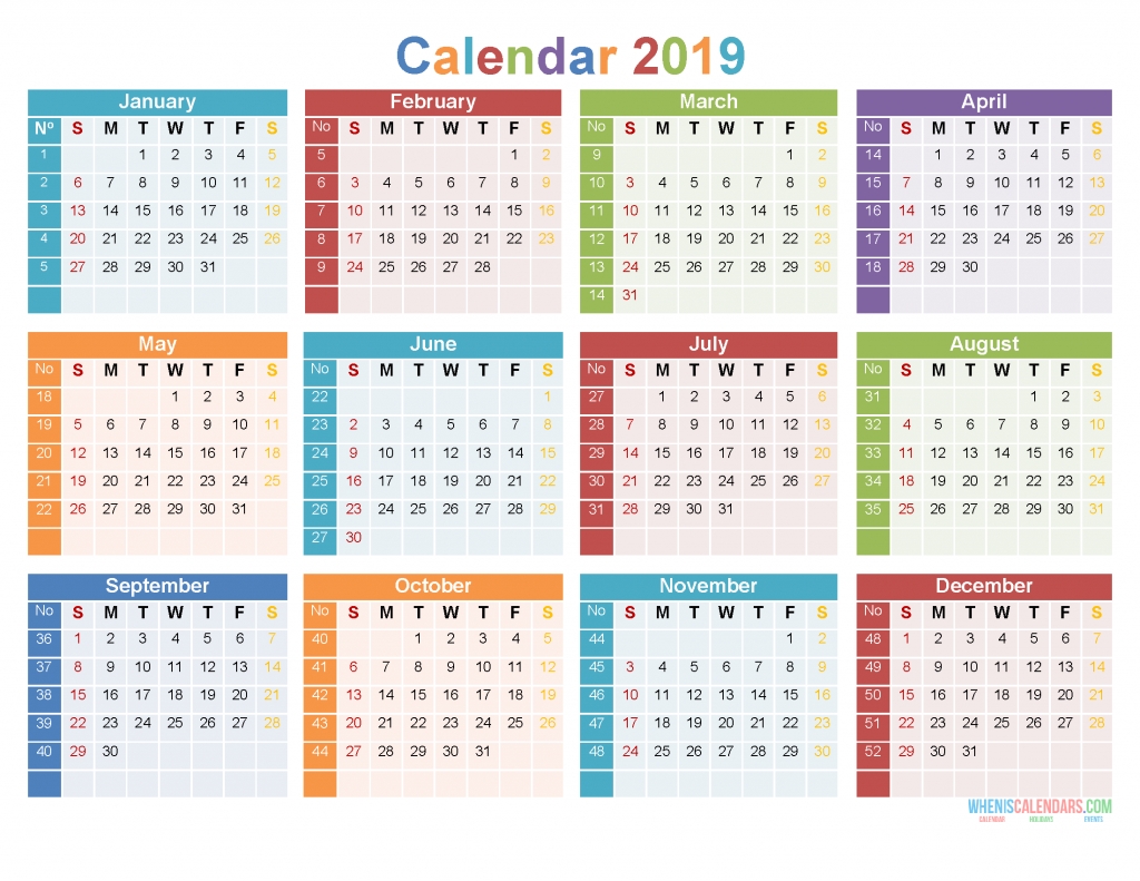 12 Month 2019 Calendar Printable On 1 Page [us Edition