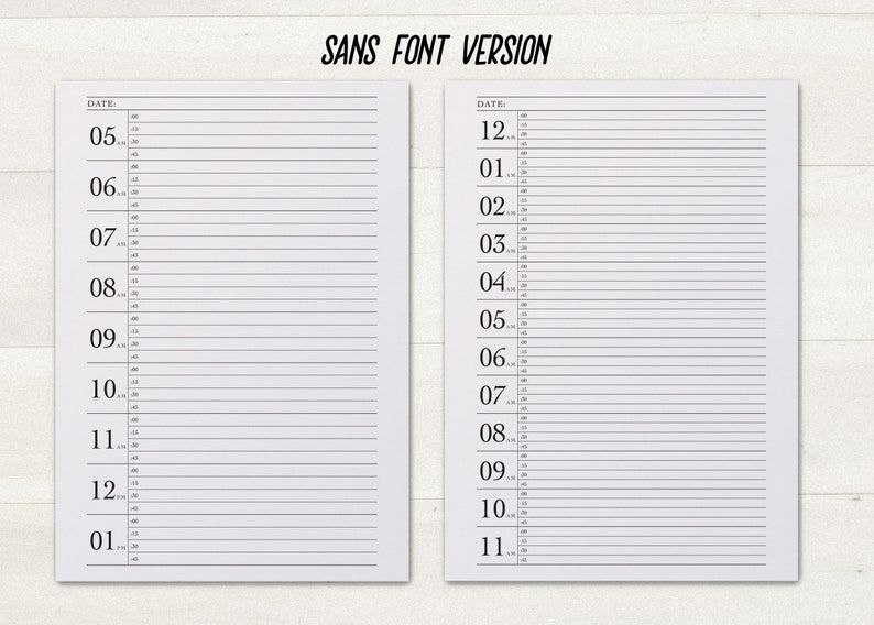 15 Minute Increment Schedule Large Size Number Sheet